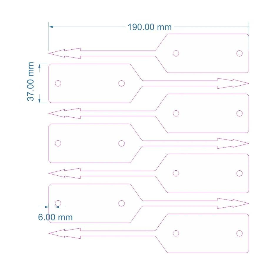 Étiquettes à boucle 190x37mm PES