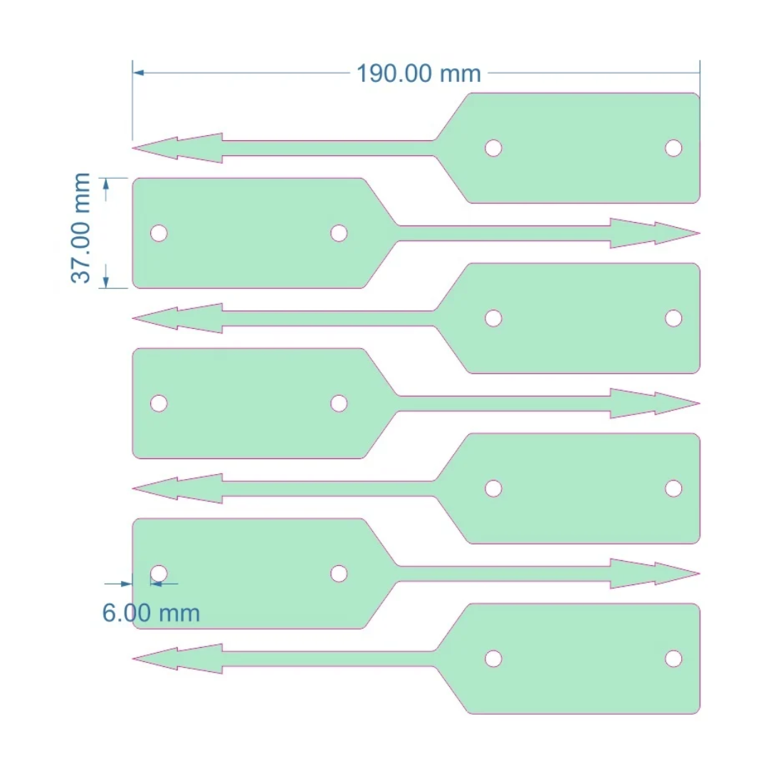 Étiquettes à boucle 190x37mm PEHD, Vert