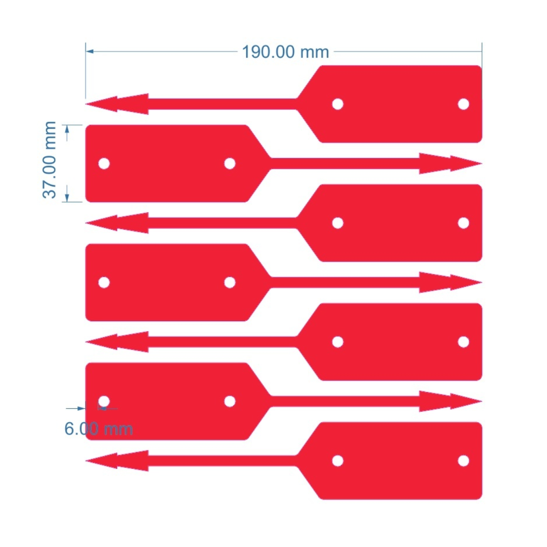 Loop lock labels 190x37mm HDPE, Red
