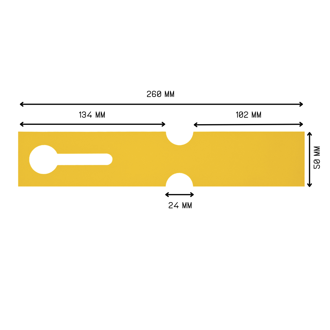 Loop lock labels 260x50mm HDPE, Yellow