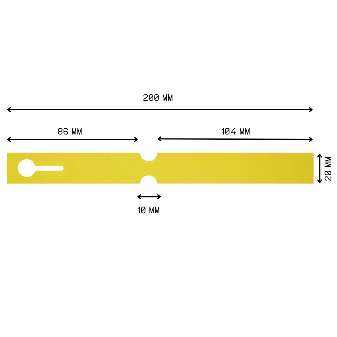 Étiquettes à boucle 200x20mm PVC, Jaune