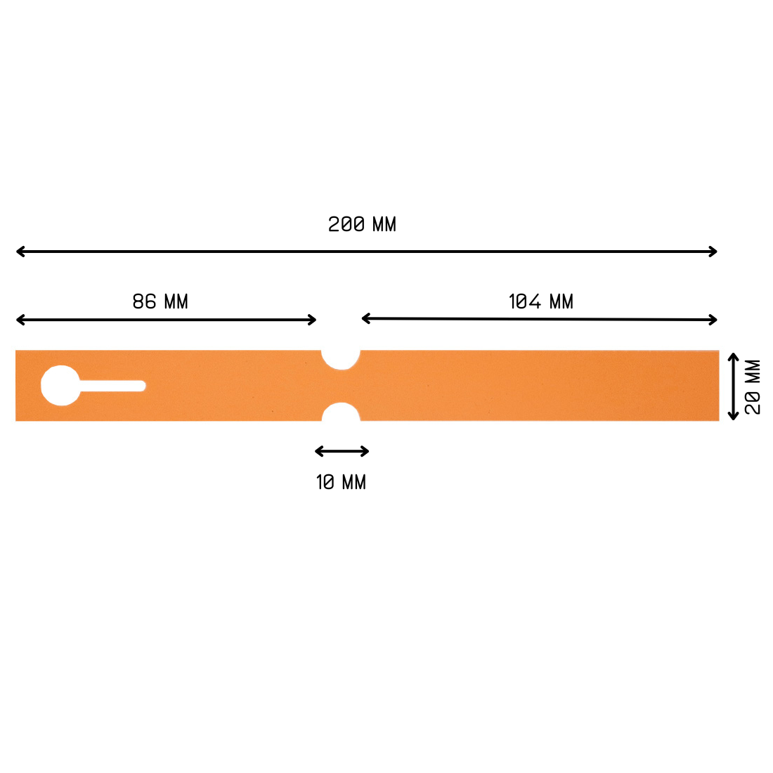 Étiquettes à boucle 200x20mm PVC, Orange