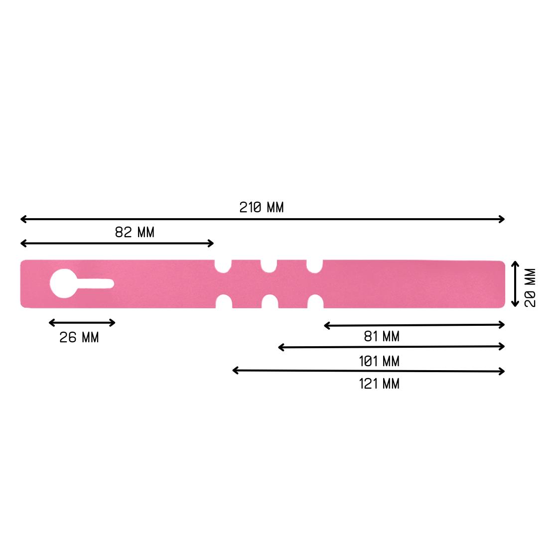 Loop lock labels 210x20mm PVC, Pink