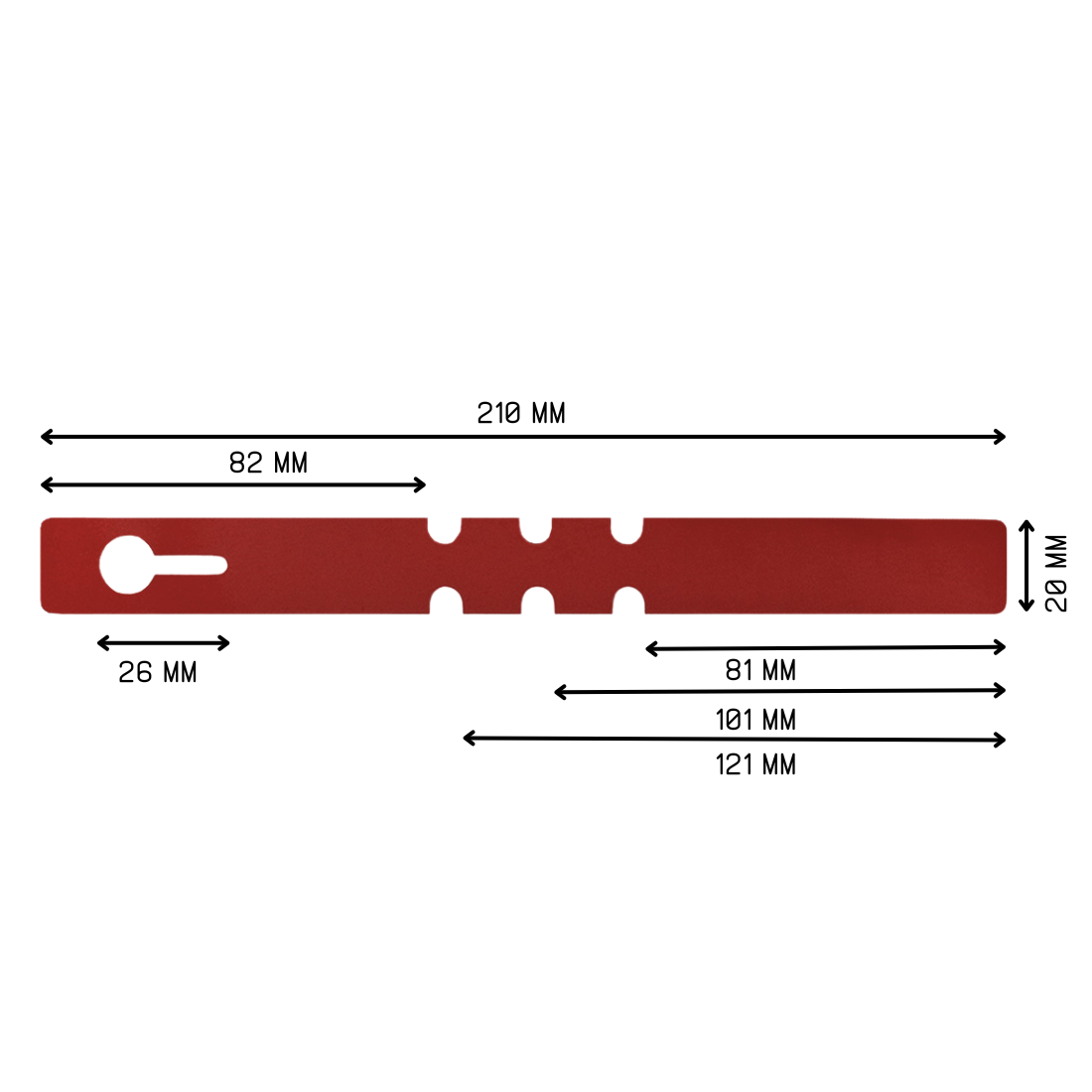 Étiquettes à boucle 210x20mm PVC, Rouge