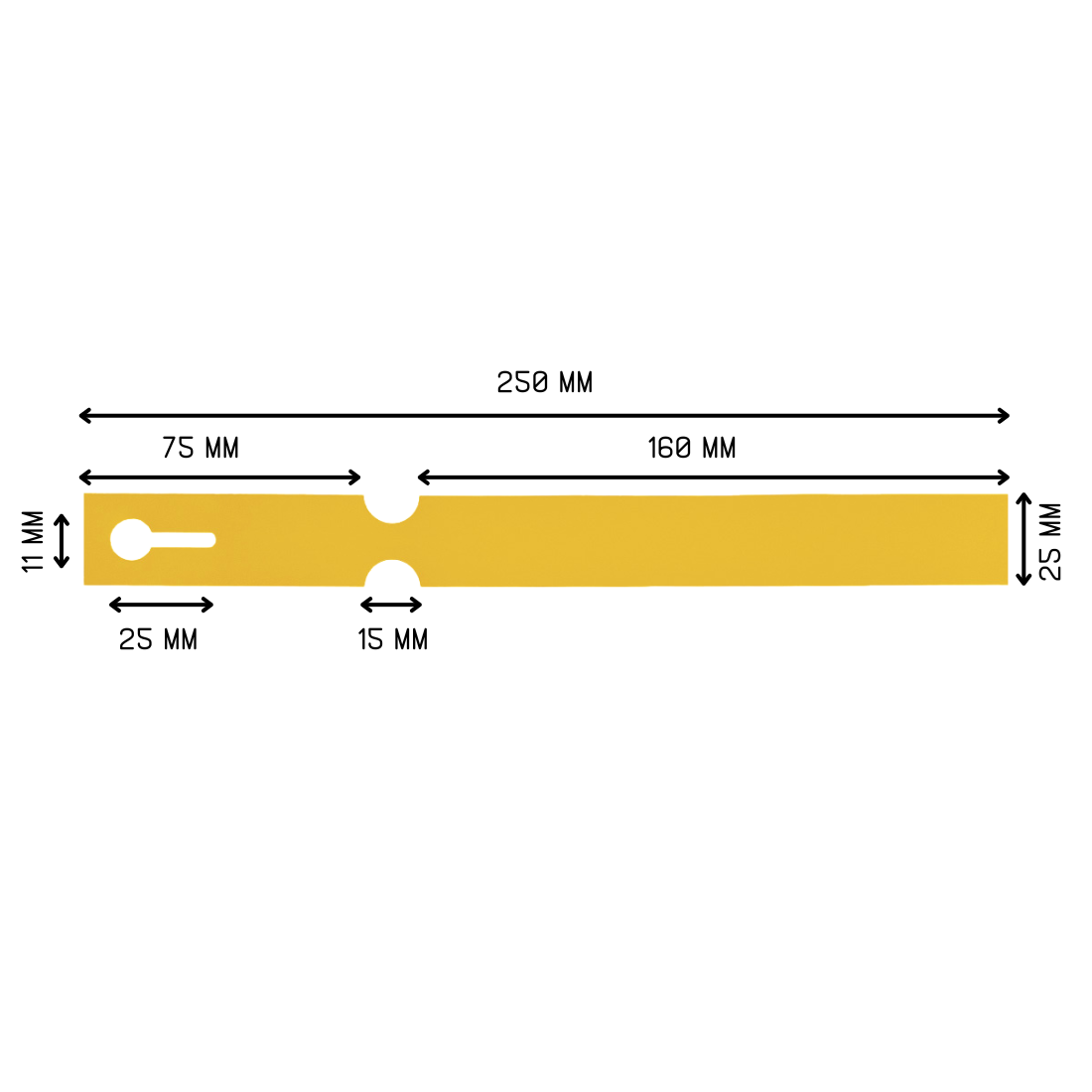 Étiquettes à boucle 250x25mm PEHD, Jaune