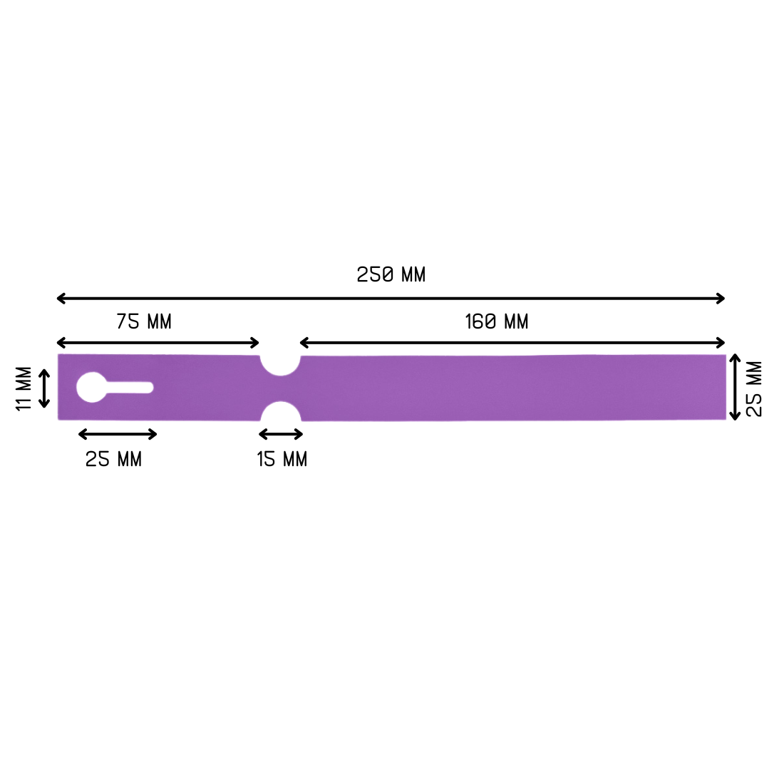 Étiquettes à boucle 250x25mm PEHD, Violet