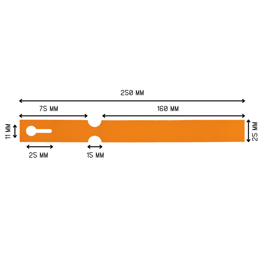 Étiquettes à boucle 250x25mm PEHD, Orange