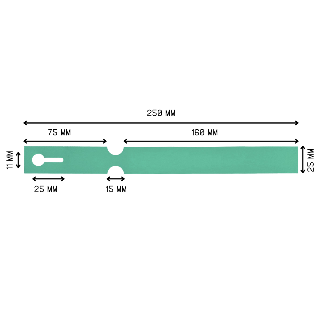 Loop lock labels 250x25mm HDPE, Green