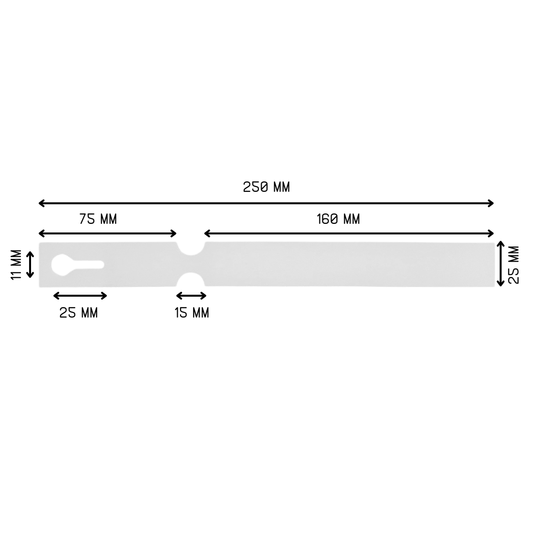 Loop lock labels 250x25mm HDPE, White