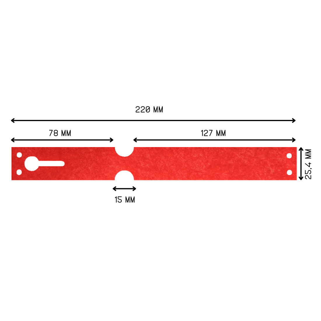 Étiquettes à boucle 220x25,4mm Tyvek Rouge