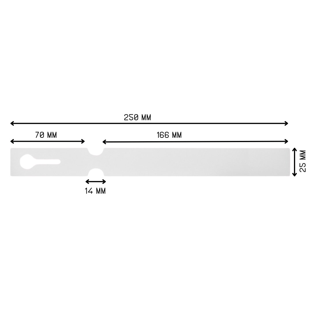 Étiquettes à boucle 250x25mm PET, Blanc