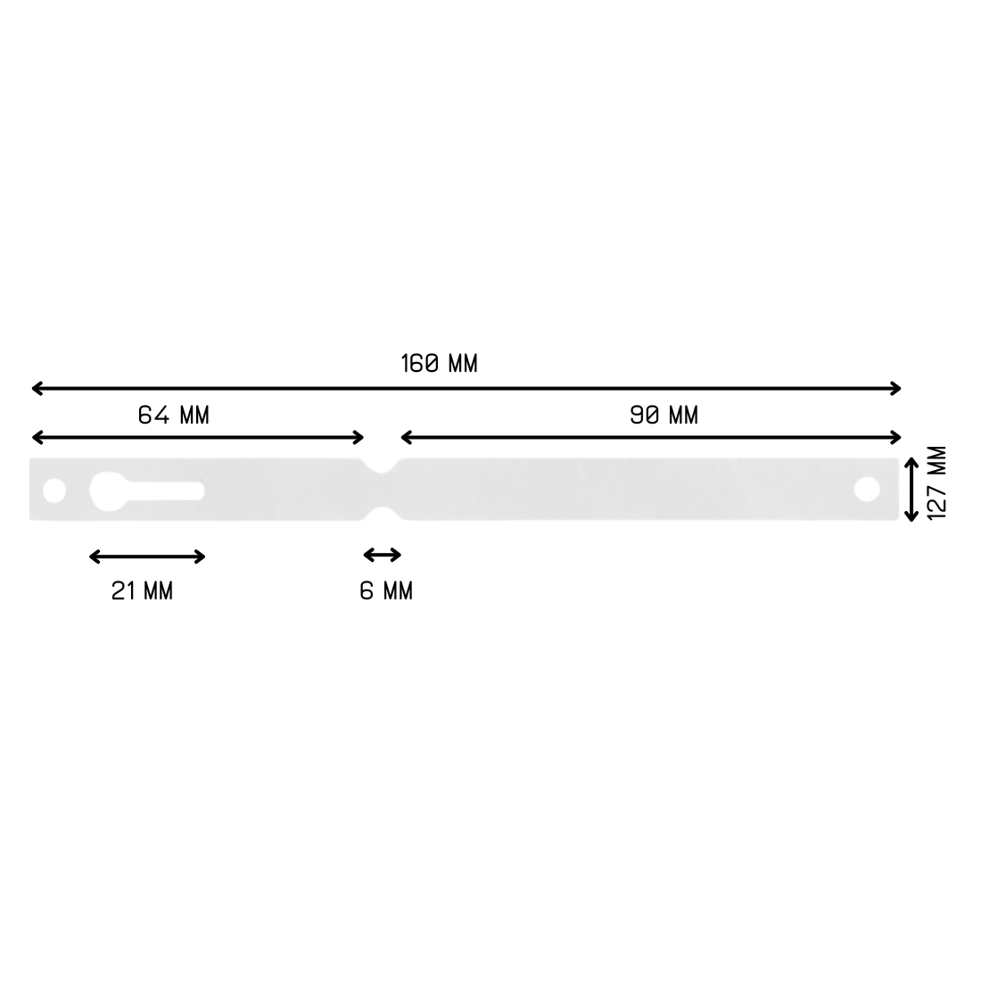 Loop lock labels 160x12,7mm Tyvek, White