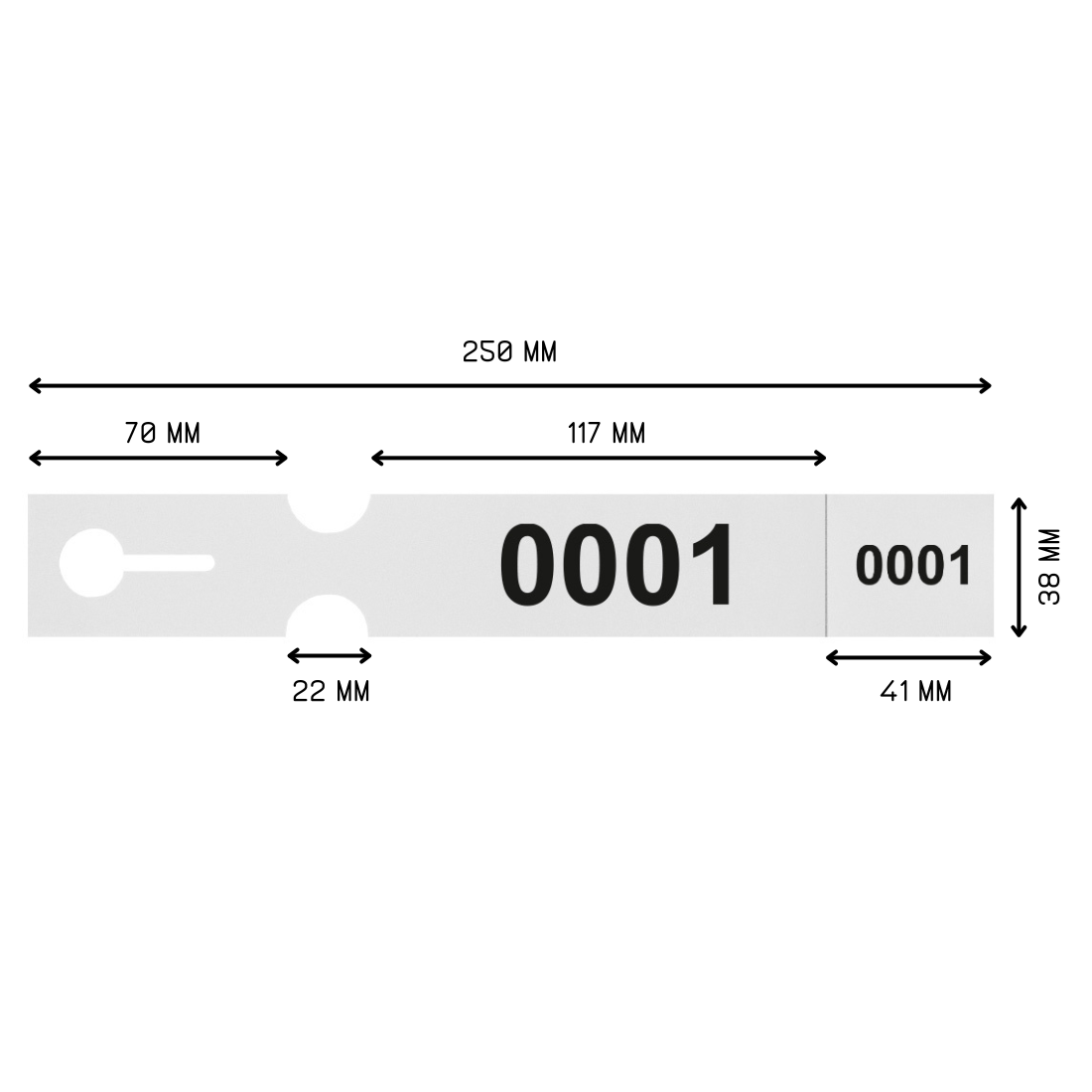 Loop lock labels 250x38mm PET - Numbered, White