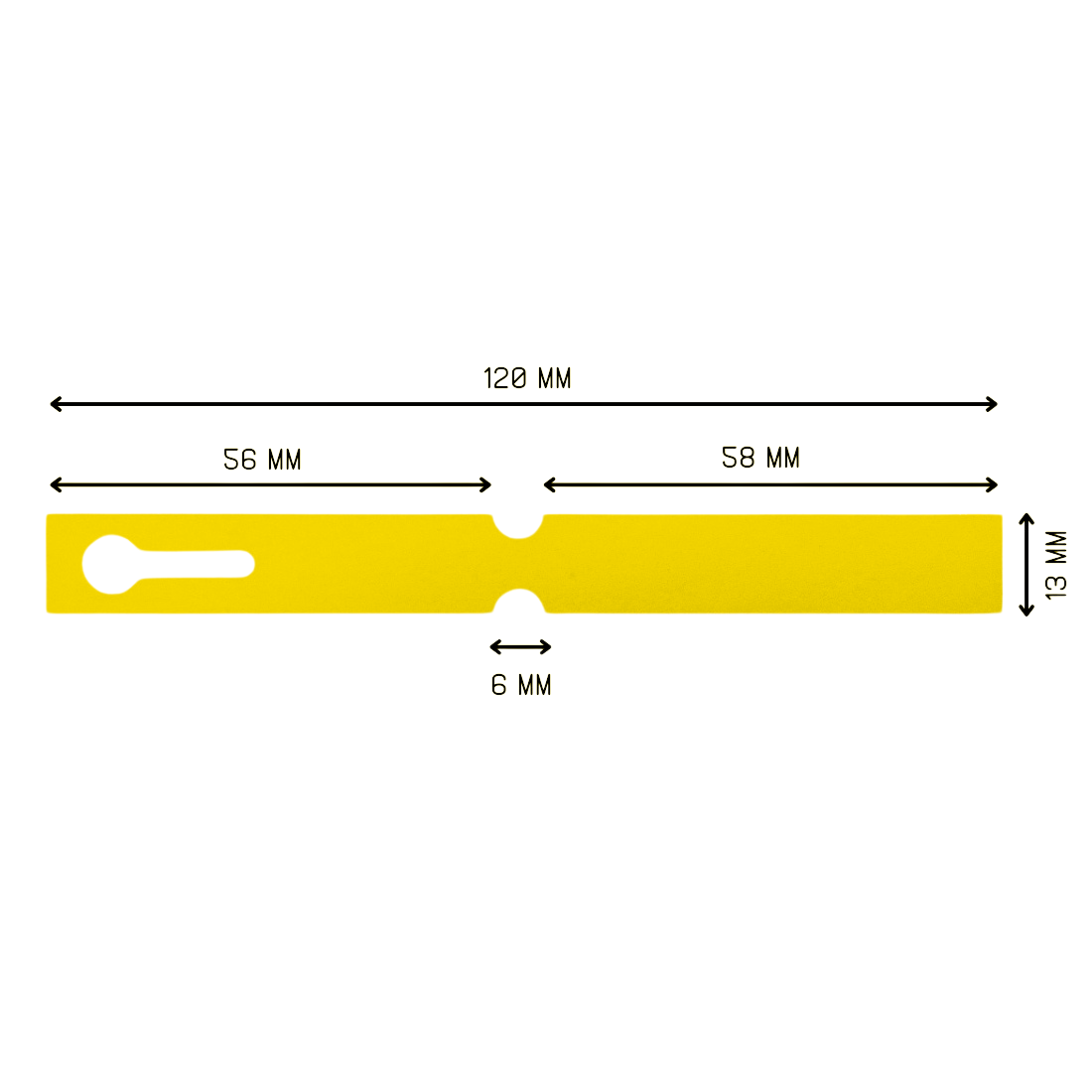Loop lock labels 120x13mm PVC, Yellow