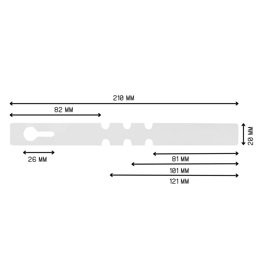 Loop lock labels 210x20mm PVC, White