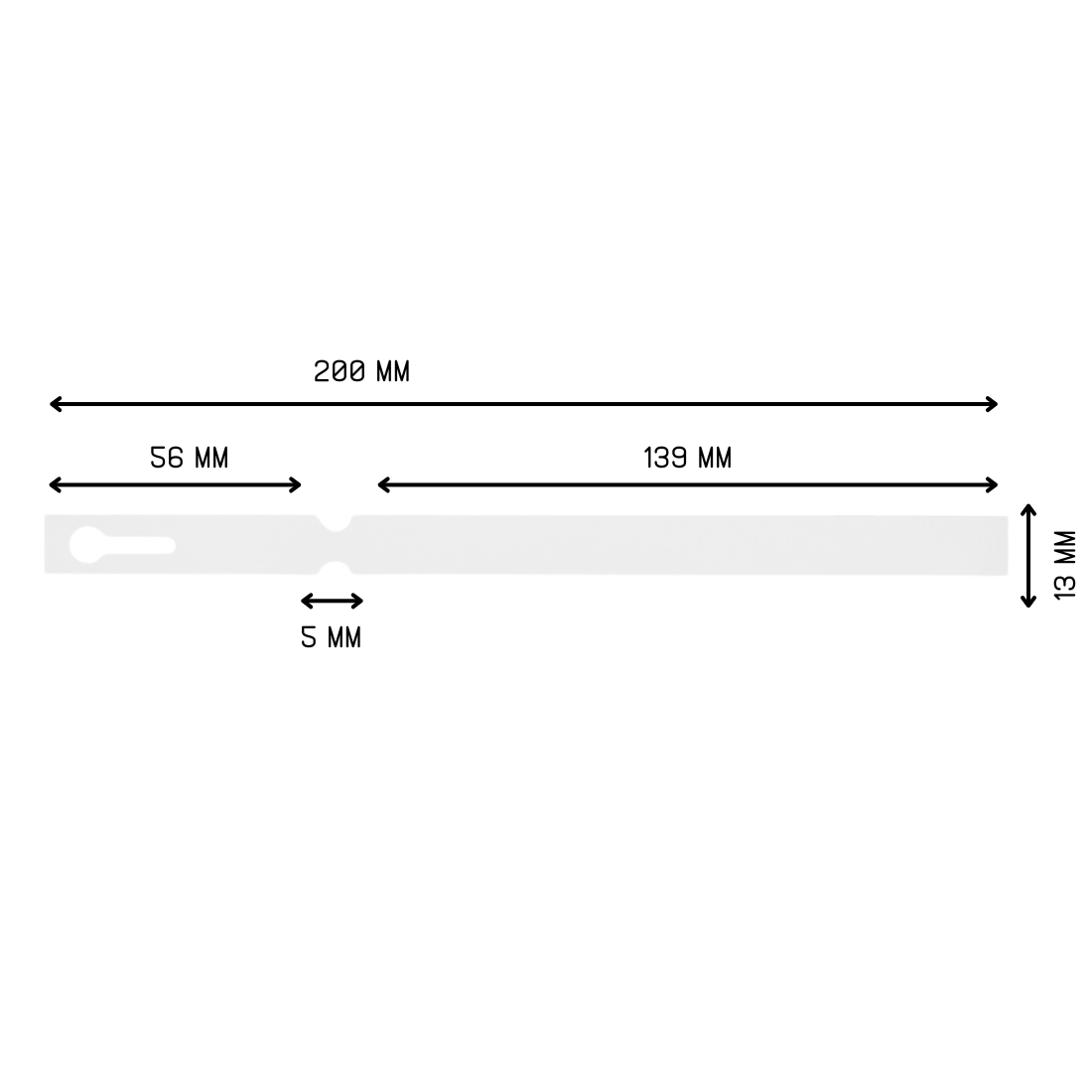 Étiquettes à boucle 200x13mm PVC, Blanc