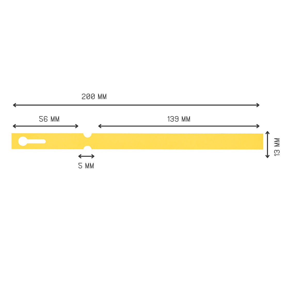 Étiquettes à boucle 200x13mm PVC, Jaune